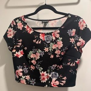 Express Black Floral Crop